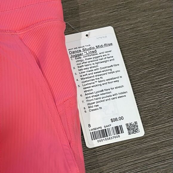 Lululemon Dance Studio Mid-Rise Jogger Full Length Sakura pink size 8 NWT lined - Picture 3 of 7
